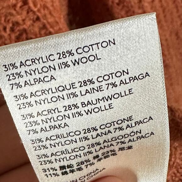 Anthropologie Maeve Lindsay‎ Pointelle Sweater Womans M Orange Wool Alpaca Blend - Picture 10 of 13